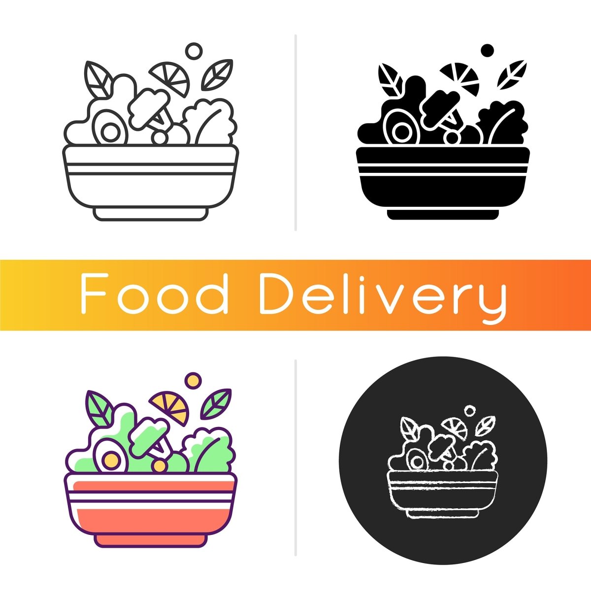 Food delivery icons bundle