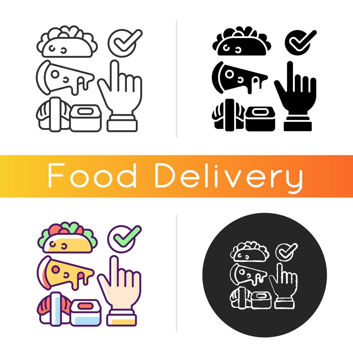 Food delivery icons bundle