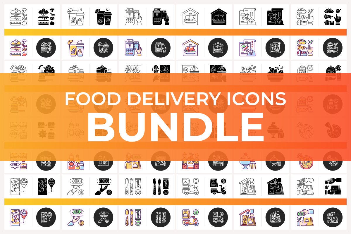 Food delivery icons bundle