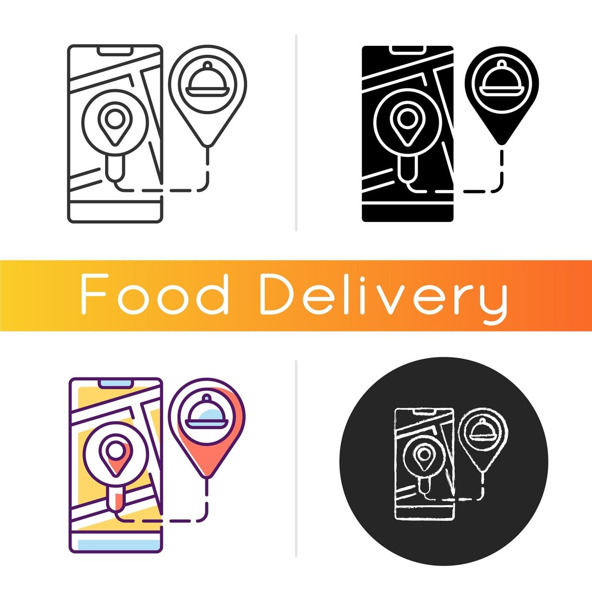 Food delivery icons bundle