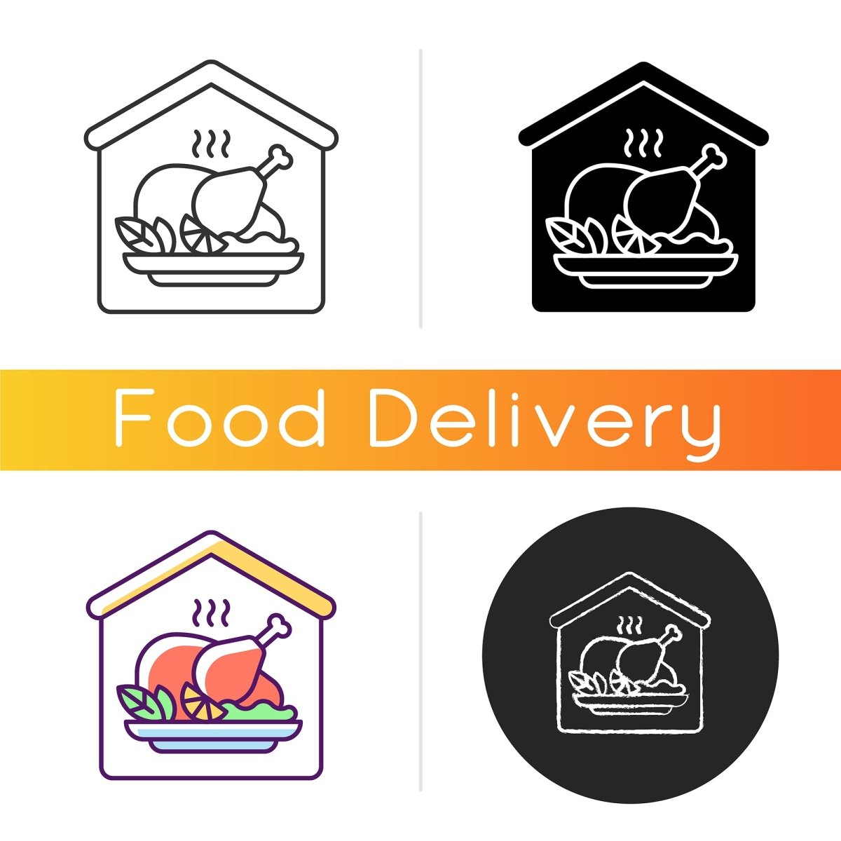 Food delivery icons bundle