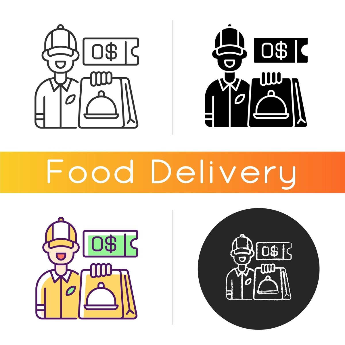 Food delivery icons bundle