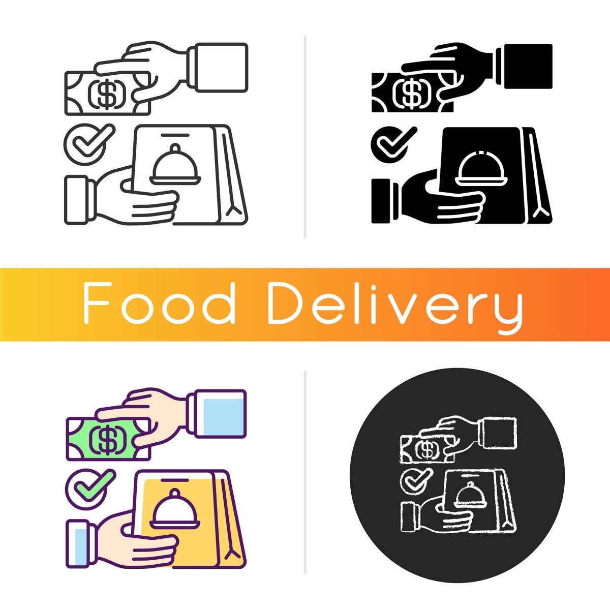 Food delivery icons bundle