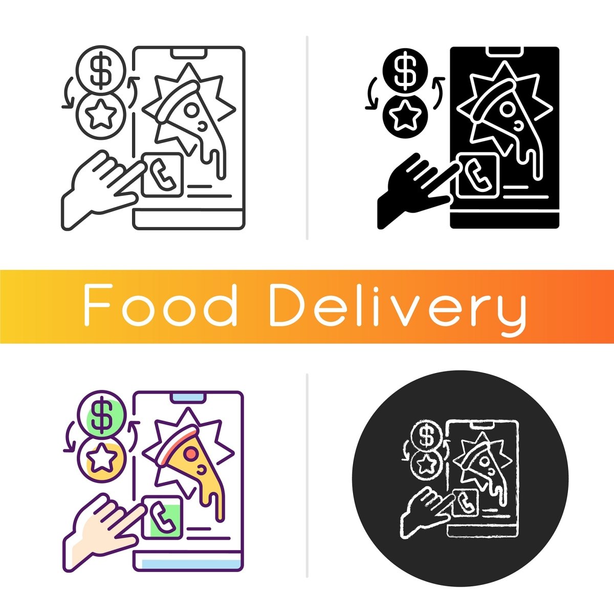 Food delivery icons bundle