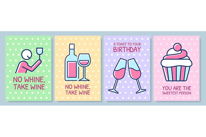 Food lovers greeting card with color icon element set
