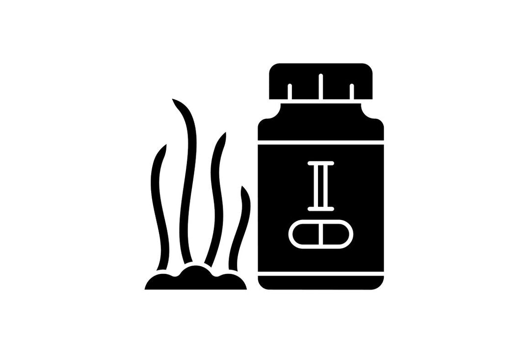 Food supplements black glyph icons set