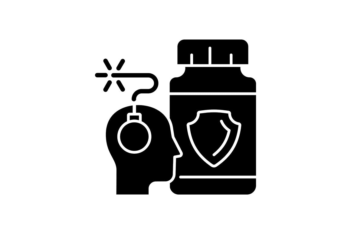 Food supplements black glyph icons set