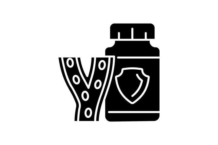 Food supplements black glyph icons set