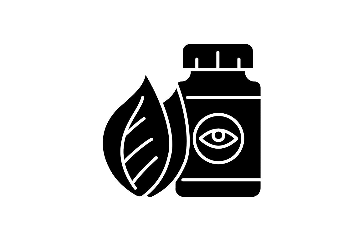 Food supplements black glyph icons set