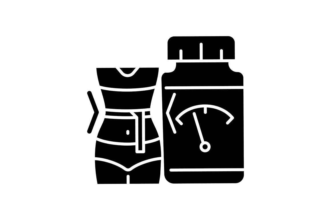 Food supplements black glyph icons set