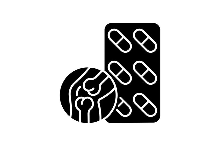 Food supplements black glyph icons set