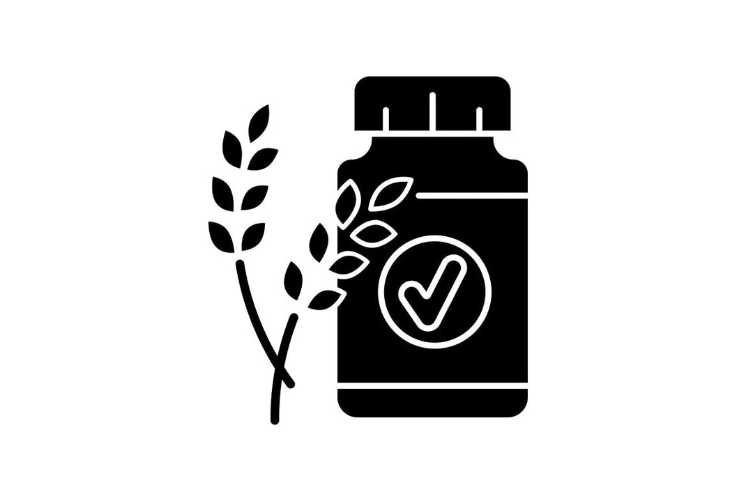 Food supplements black glyph icons set