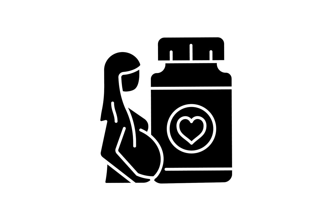 Food supplements black glyph icons set