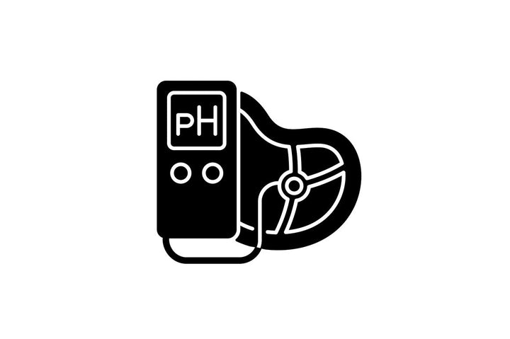Food testing black glyph icons set on white space