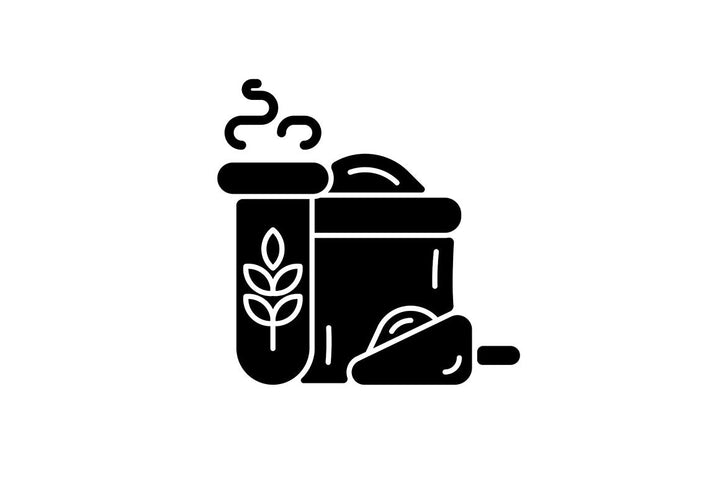 Food testing black glyph icons set on white space