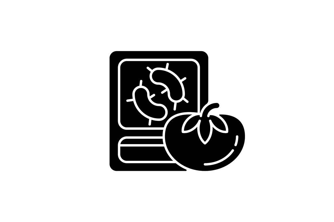 Food testing black glyph icons set on white space