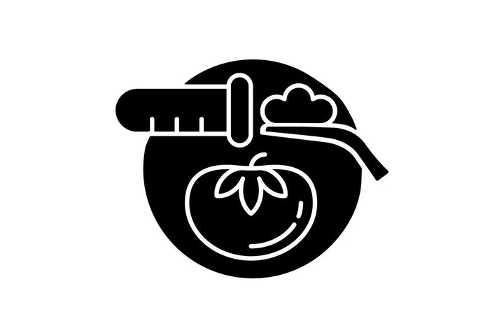 Food testing black glyph icons set on white space