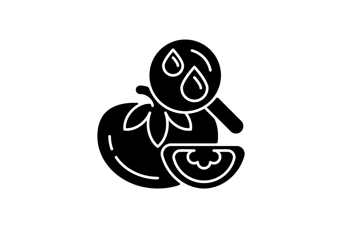 Food testing black glyph icons set on white space