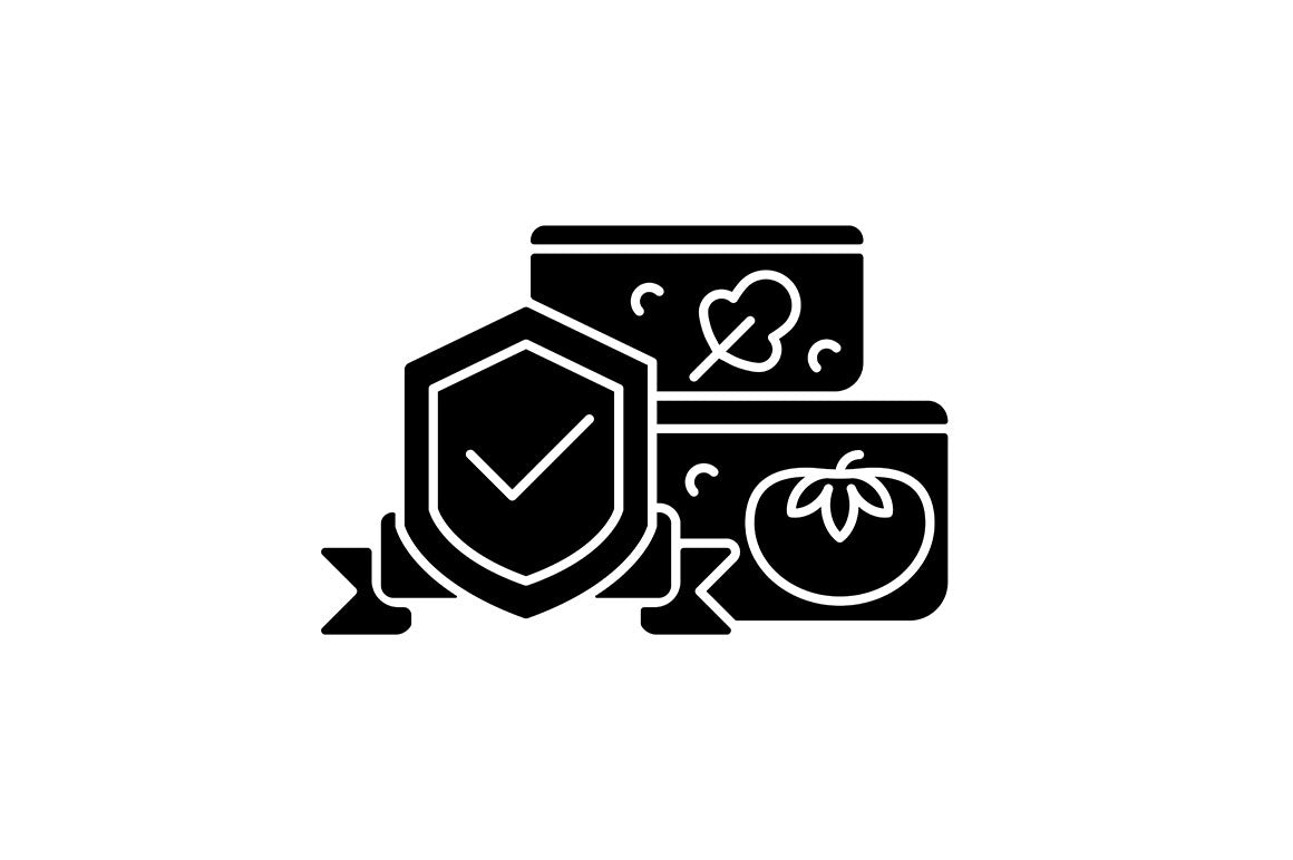 Food testing black glyph icons set on white space