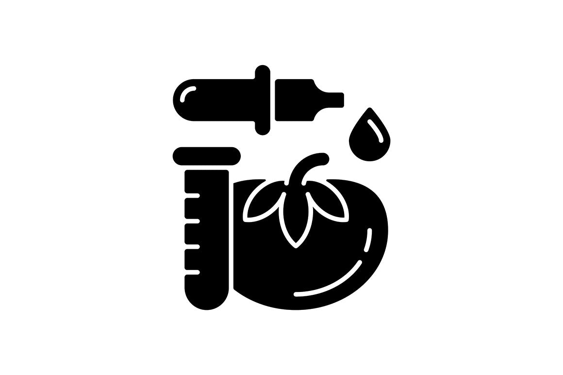 Food testing black glyph icons set on white space