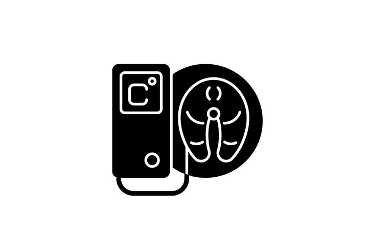 Food testing black glyph icons set on white space