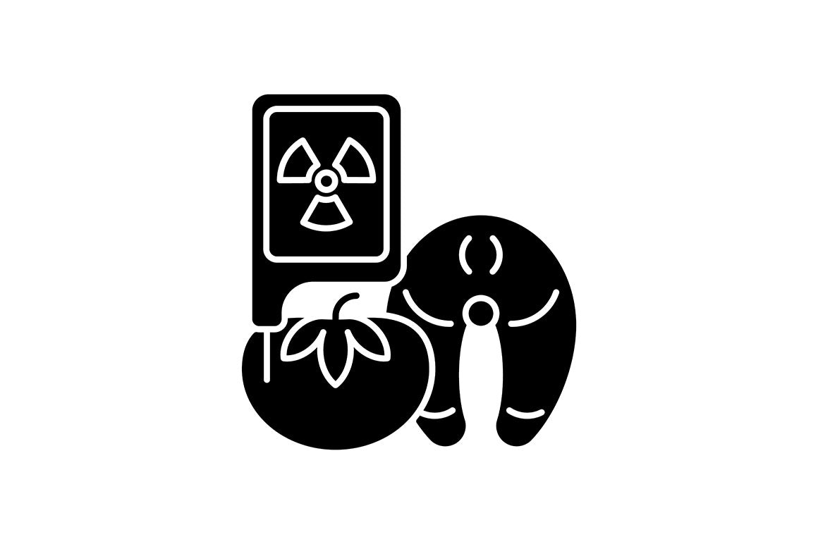 Food testing black glyph icons set on white space
