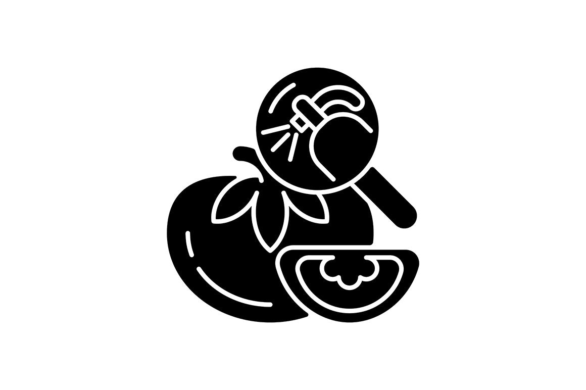 Food testing black glyph icons set on white space