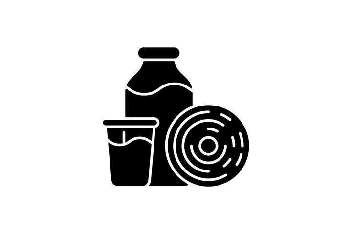 Food testing black glyph icons set on white space