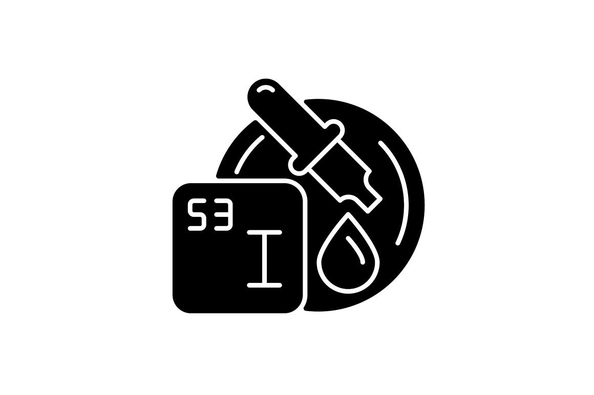 Food testing black glyph icons set on white space