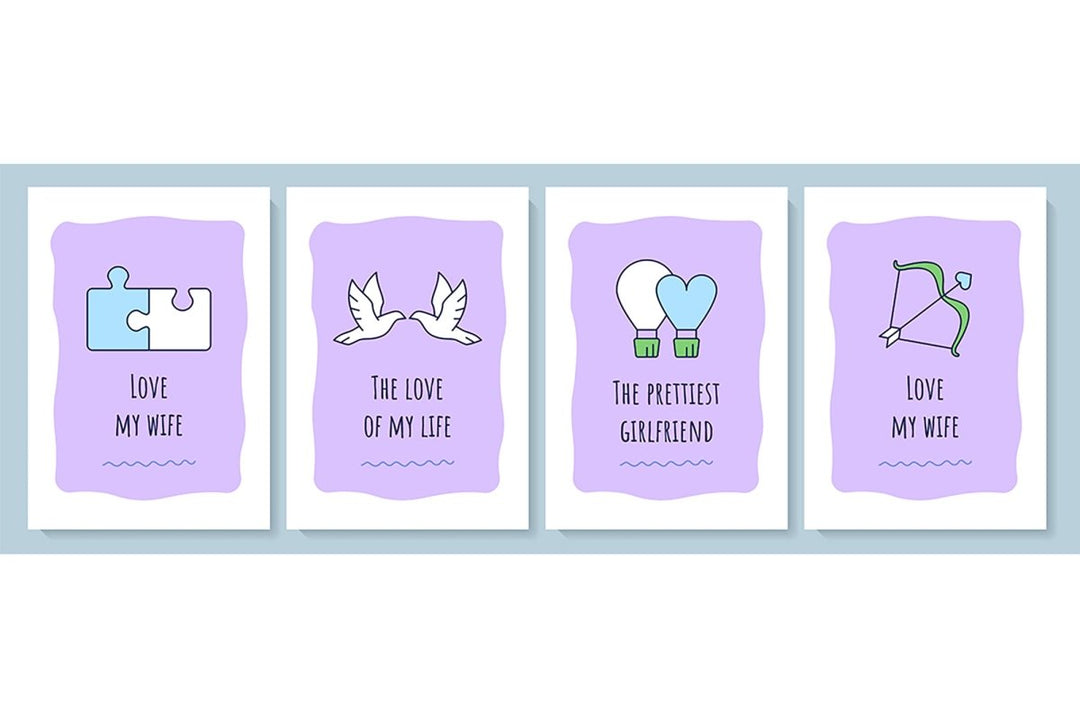 For her greeting card with color icon element set