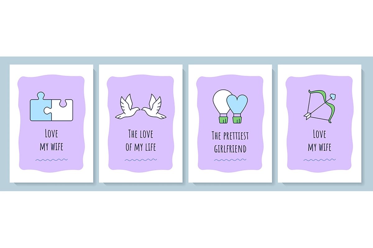 For her greeting card with color icon element set