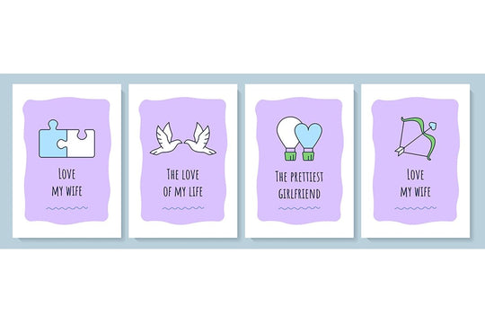 For her greeting card with color icon element set