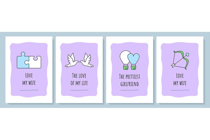 For her greeting card with color icon element set