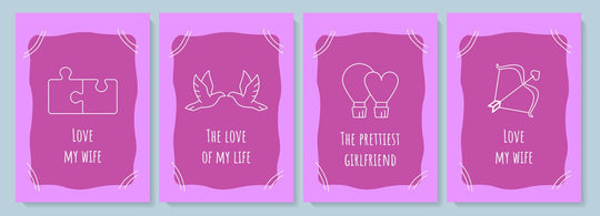 For her purple postcard with linear glyph icon set