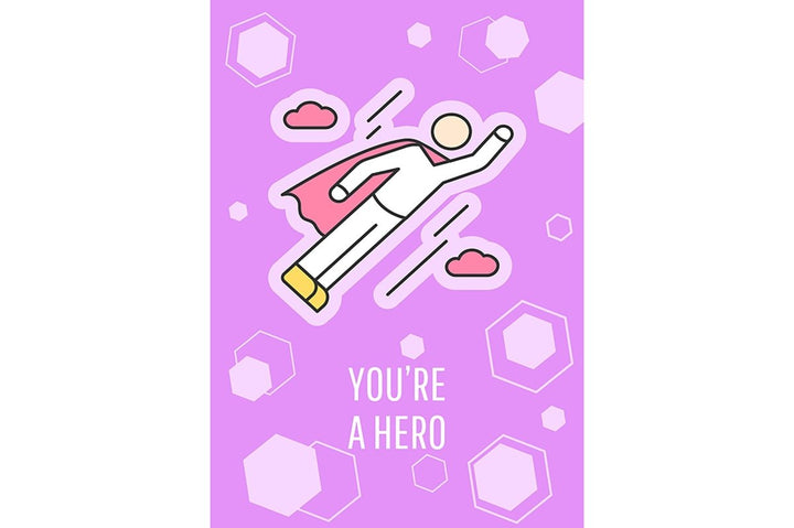 For him greeting card with color icon element set