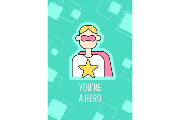 For him greeting card with color icon element set