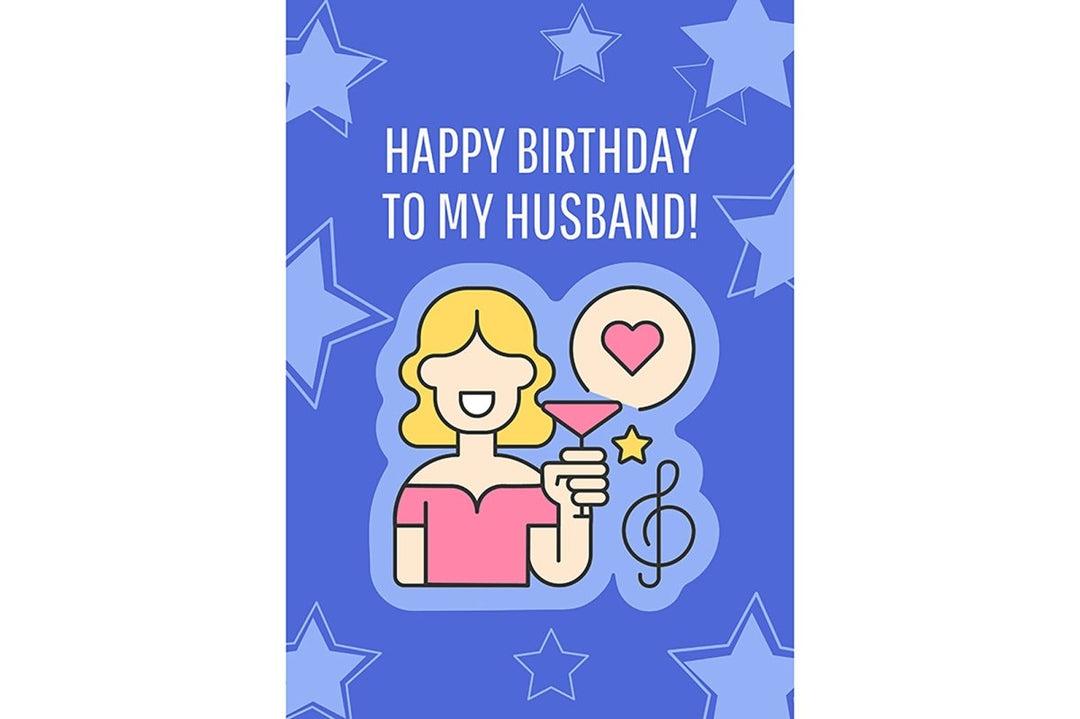 For him greeting card with color icon element set