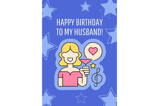 For him greeting card with color icon element set