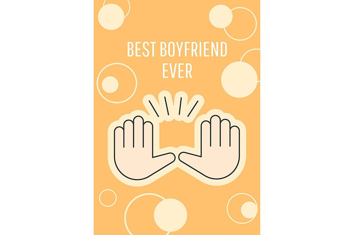 For him greeting card with color icon element set