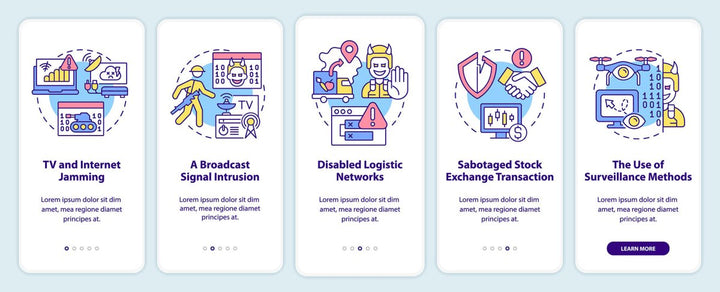 Forms of information warfare onboarding mobile app screen