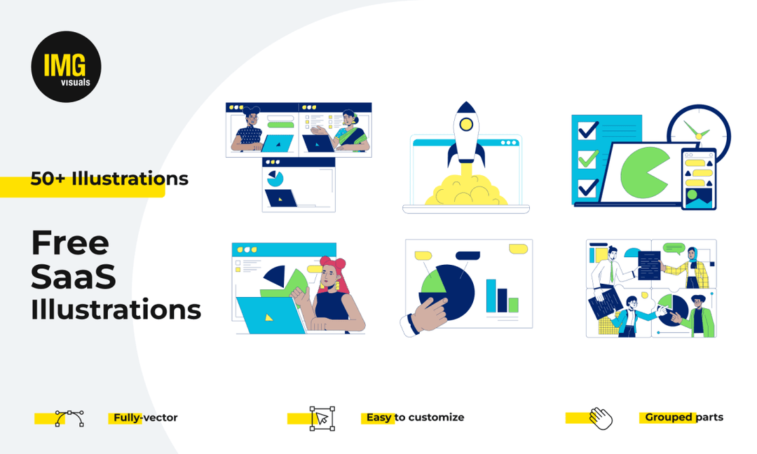 Free 50+ SaaS illustrations in Figma and SVG