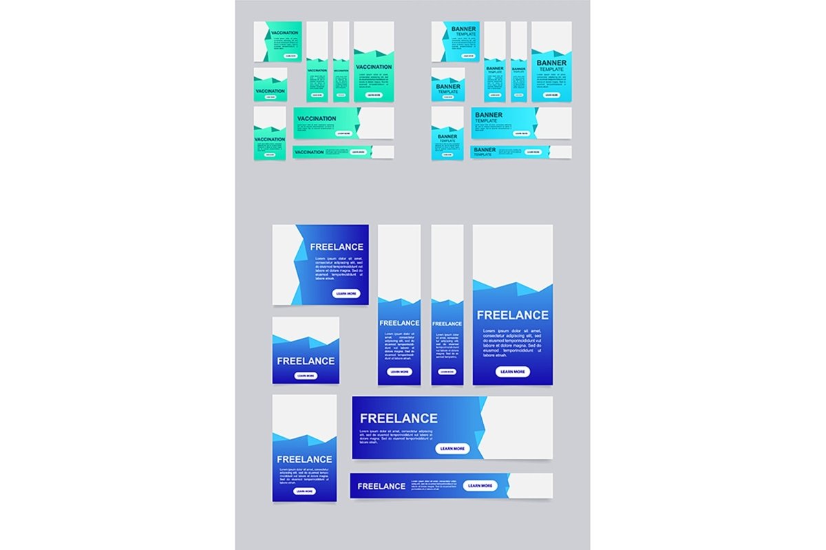 Freelance jobs web banner template set