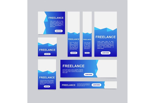 Freelance jobs web banner template set
