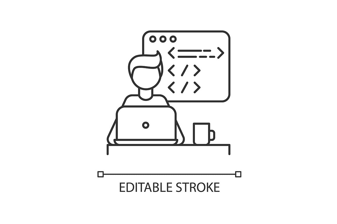 Freelance professions pixel perfect linear icons set