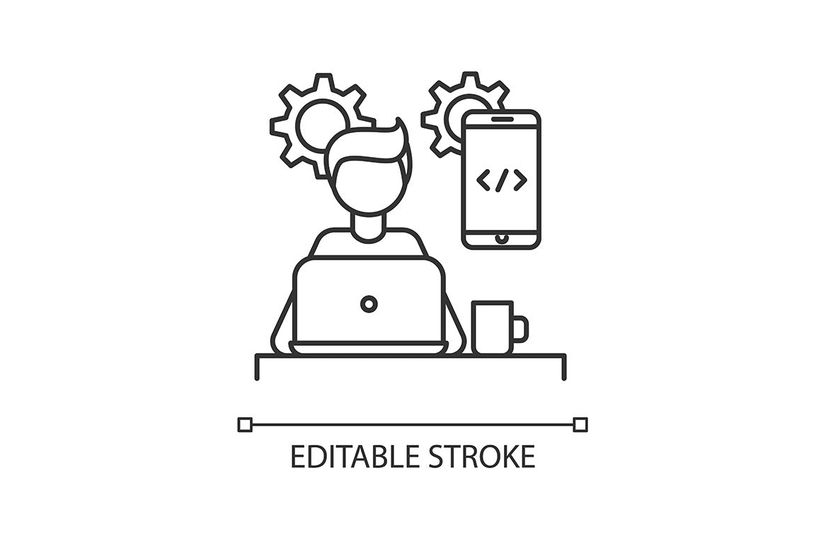 Freelance professions pixel perfect linear icons set