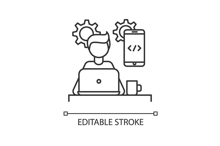 Freelance professions pixel perfect linear icons set