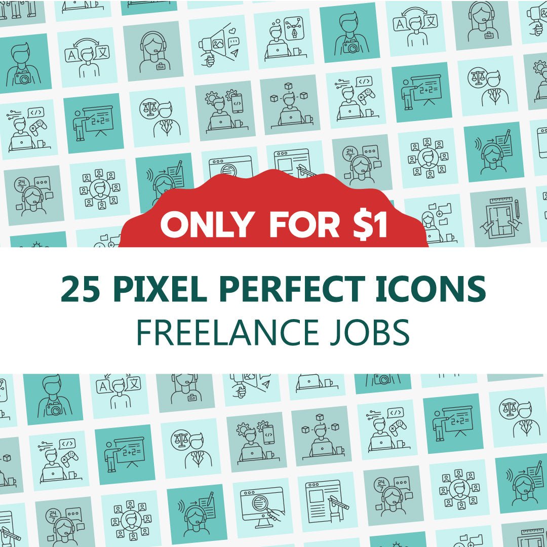 Freelance professions pixel perfect linear icons set