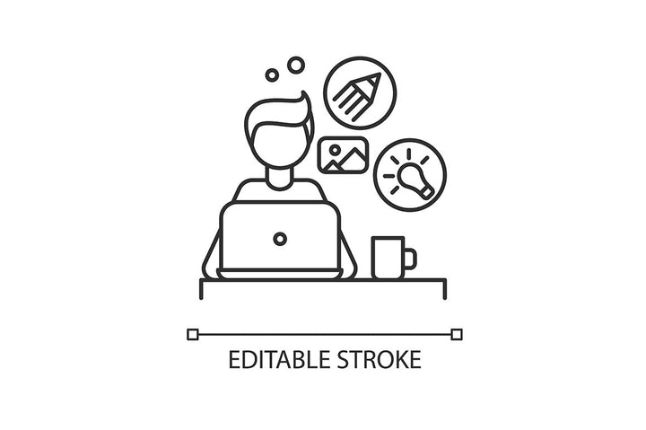 Freelance professions pixel perfect linear icons set