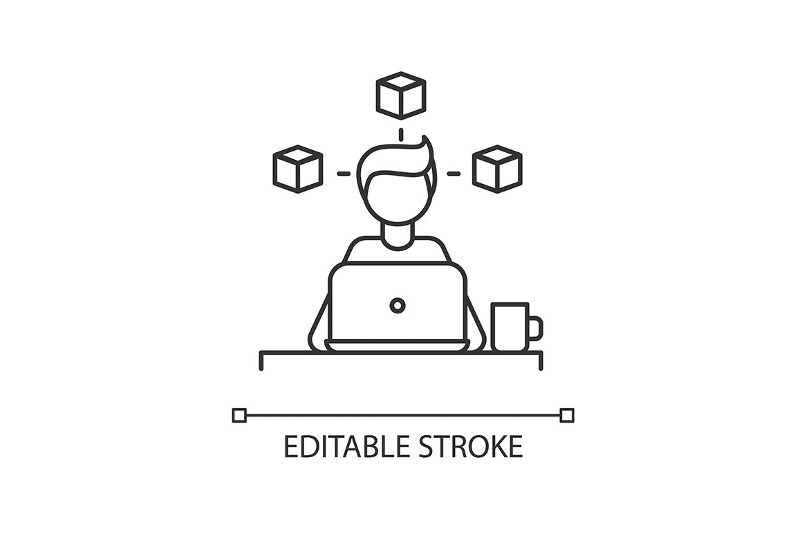 Freelance professions pixel perfect linear icons set