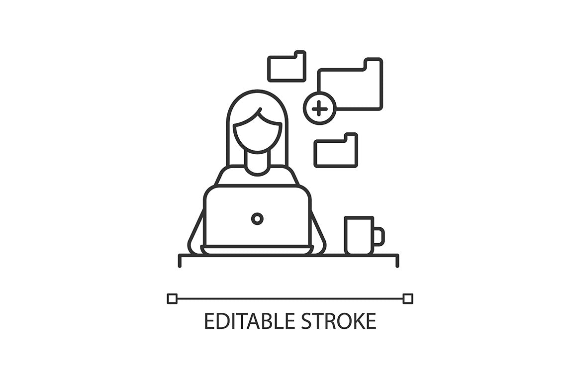 Freelance professions pixel perfect linear icons set
